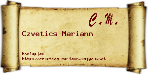 Czvetics Mariann névjegykártya