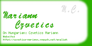 mariann czvetics business card